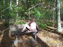 17 sitting on a bench with her shirt up and bra exposed and her shorts off.JPG