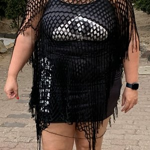 Hotwife in her new black QoS dress 2